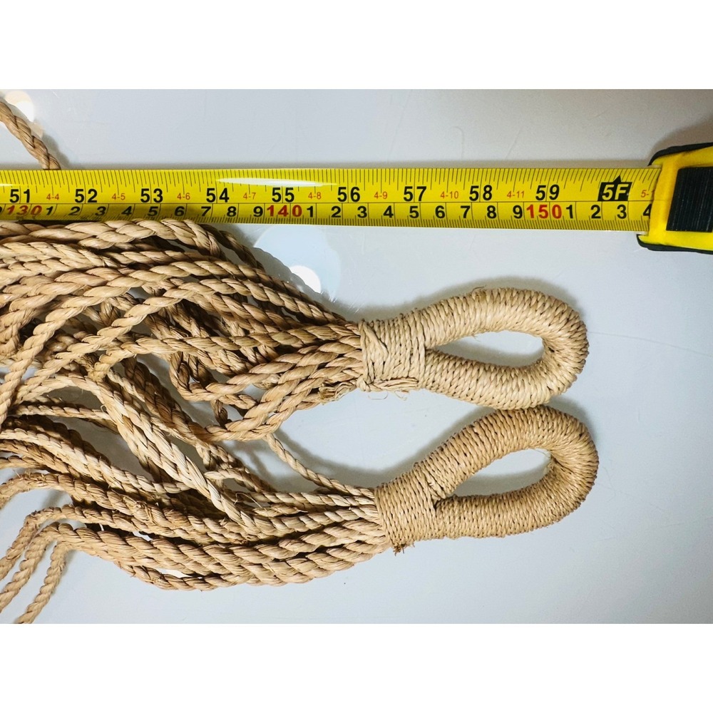 Vintage Hand Woven Sisal Rope Hammock Natural Fiber Mayan Boho Garden 10 ft - Picture 8 of 13